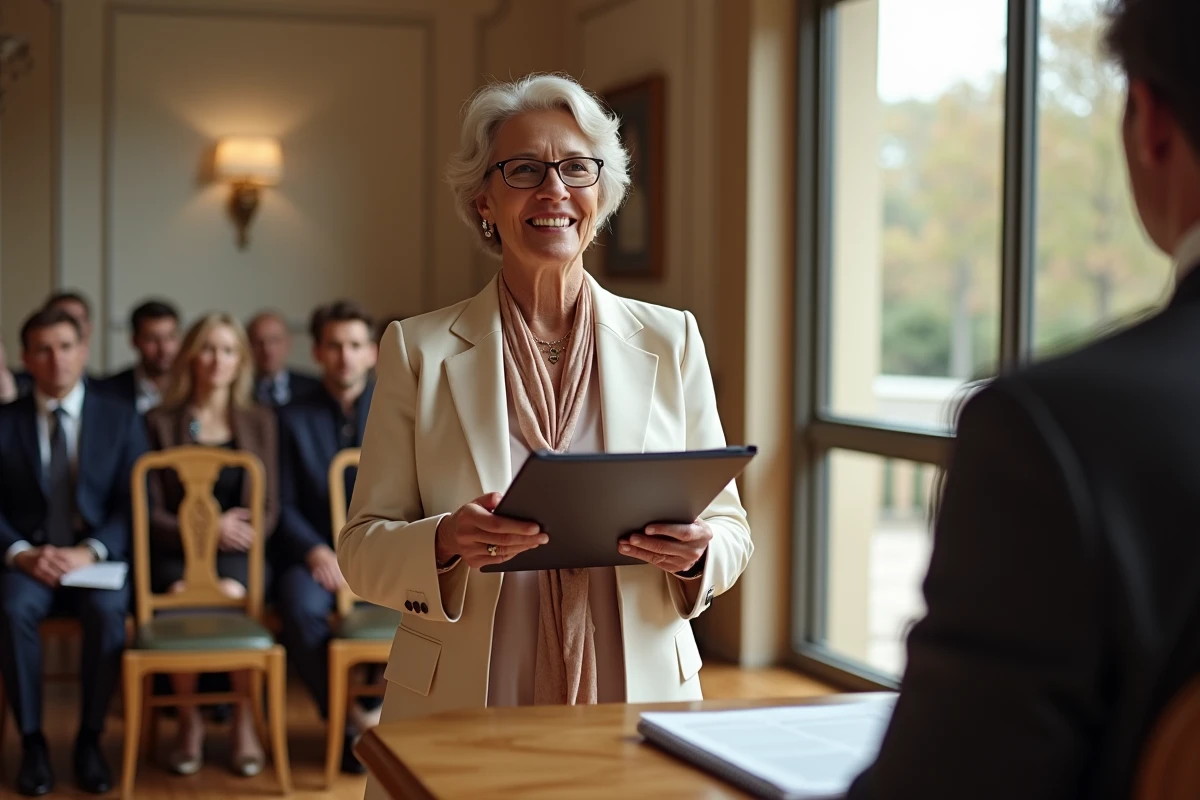 Femme celebrante parlant lors d